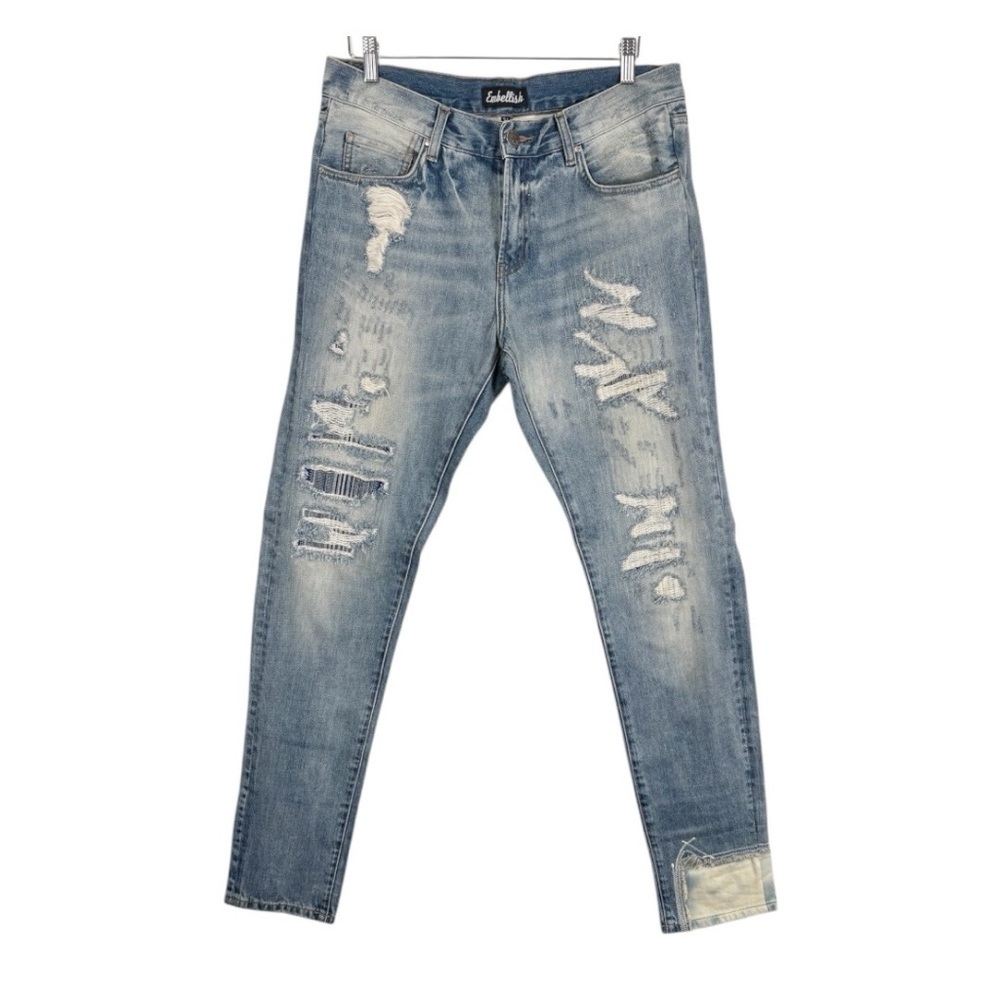 Embellish Distressed Slim Straight leg Jeans Size 34